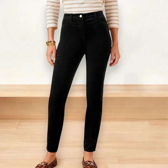 Talbots Women’s High Waist Jegging Ankle  Slimming Black Corduroy Pants Size 8 - Picture 1 of 13